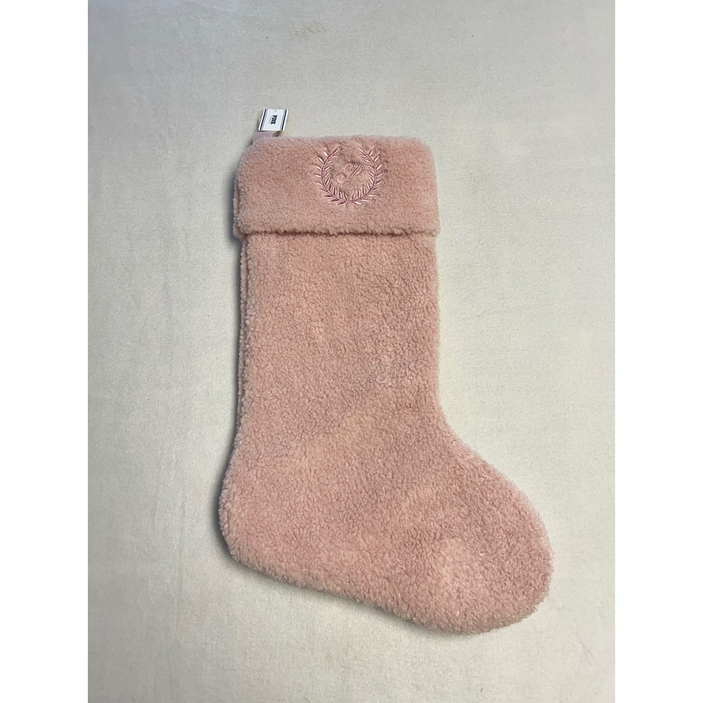 PINK Victoria's Secret Sherpa Christmas Stocking Embroidered Logo Holiday‎ Decor